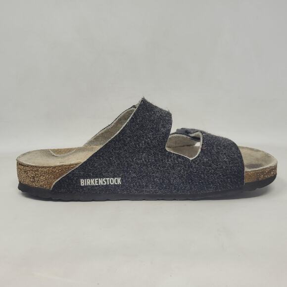 Birkenstock Arizona Sandals EU41 US8.5 Rivet Wool Felt Doubleface Gray Slip On main image 6